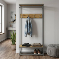 Вішалка модульна підлогова Ferrum-decor Треліс 15 180x90x38 сірий ДСП Дуб Артизан 16мм (FRD-104375)