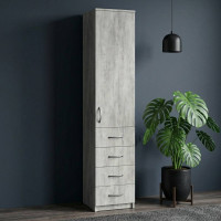 Пенал Анжело Ferrum-decor на 3 полки с дверью и 4 ящиками 1900x400x380 ДСП Бетон 16 мм (FRD-104935)