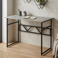 Стол письменный Раян Ferrum-decor 750x1400x600 Черный металл ДСП Бетон 16 мм (FRD-106483)