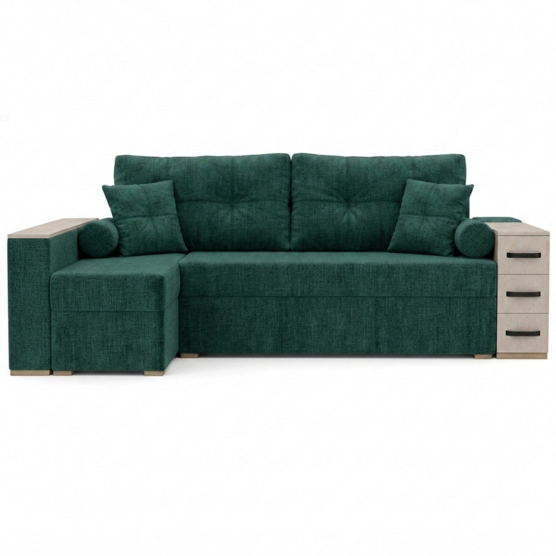 Кутовий ортопедичний диван Мекко Cube Shuttle NOVO 2650*1650 Bonel Standart Hard Plus IV категорія Bestseller Emerald (MEK-161470)