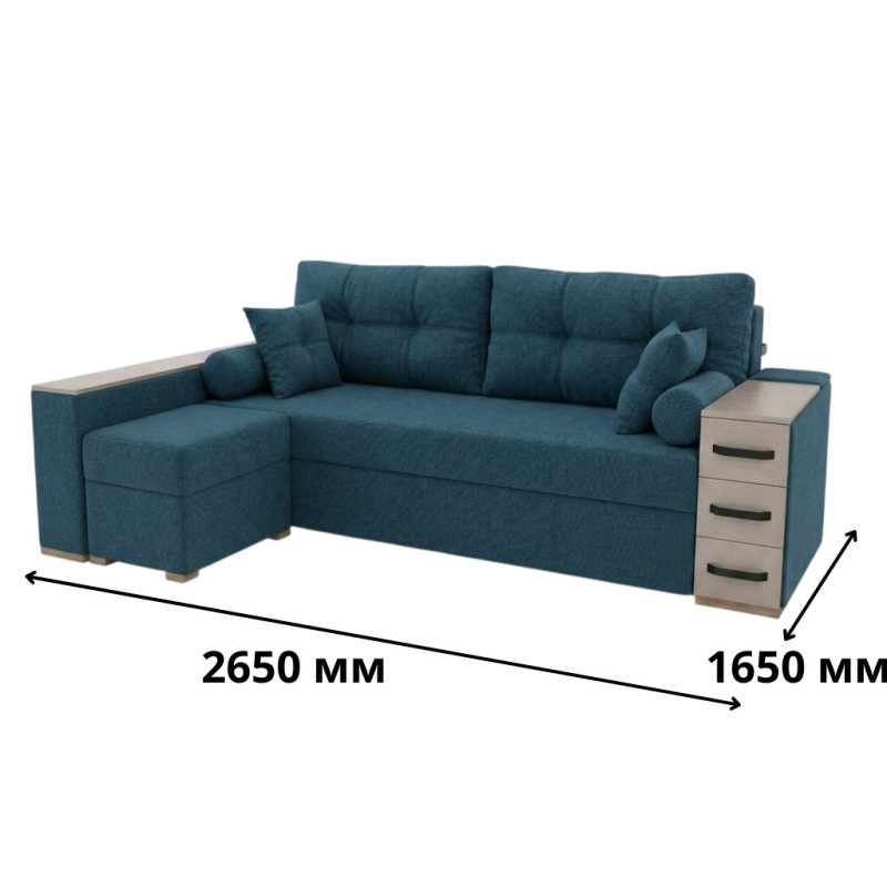 Кутовий ортопедичний диван Мекко Cube Shuttle NOVO 2650*1650 Bonel Standart Hard Plus IV категорія Bestseller Emerald (MEK-161470)