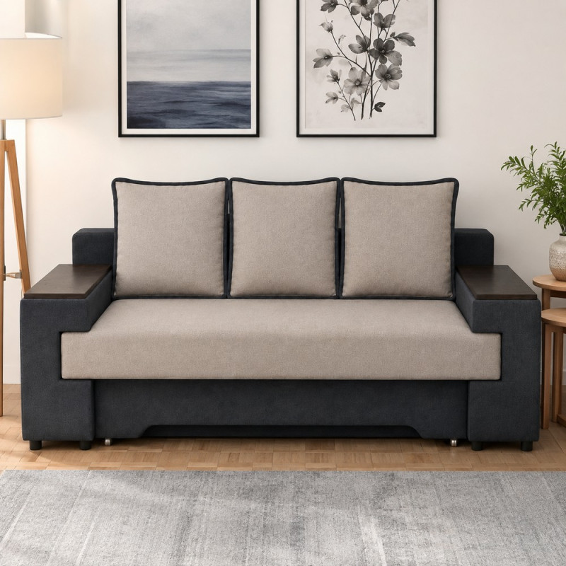 Ортопедичний диван-трансформер Мекко Original 2250*960 мм Bonel Standart Hard Plus II категорія Allure Premium Beige/Graphite (MEK-161250)