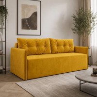 Ортопедичний диван Мекко Yes! 2050x860 Bonel Standart Hard Plus II категорія Allure Premium Yellow (MEK-161109)