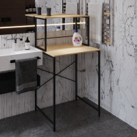 Стелаж-полиця Бафрум 402 Ferrum-decor для пральної машини 133,5x70,5x60,5 Чорний метал ДСП Дуб Кремона Торро 16 мм (FRD-107587)