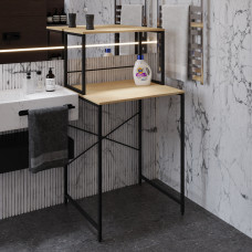 Стелаж-полиця Бафрум 402 Ferrum-decor для пральної машини 133,5x70,5x60,5 Чорний метал ДСП Дуб Кремона Торро 16 мм (FRD-107587)
