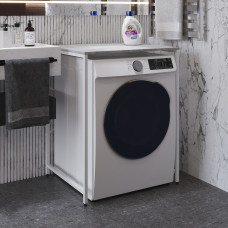 Стелаж-полиця Бафрум 401 Ferrum-decor для пральної машини 90x70,5x60,5 Білий метал ДСП Бетон 16 мм (FRD-107357)