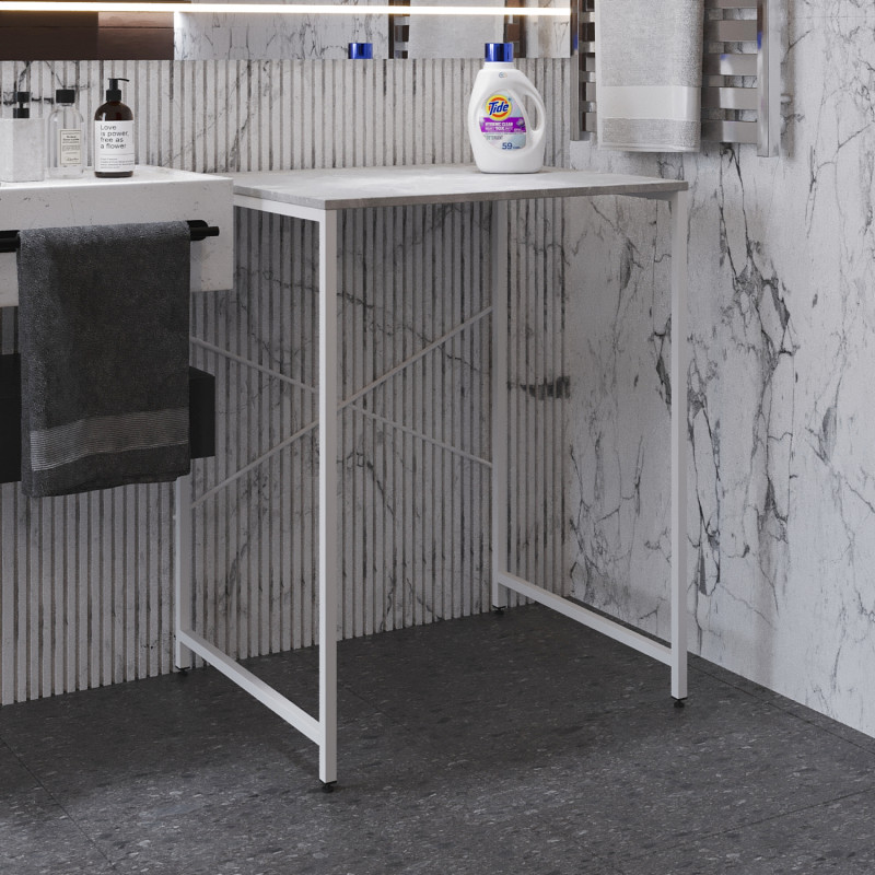 Стелаж-полиця Бафрум 401 Ferrum-decor для пральної машини 90x70,5x60,5 Білий метал ДСП Бетон 16 мм (FRD-107357)