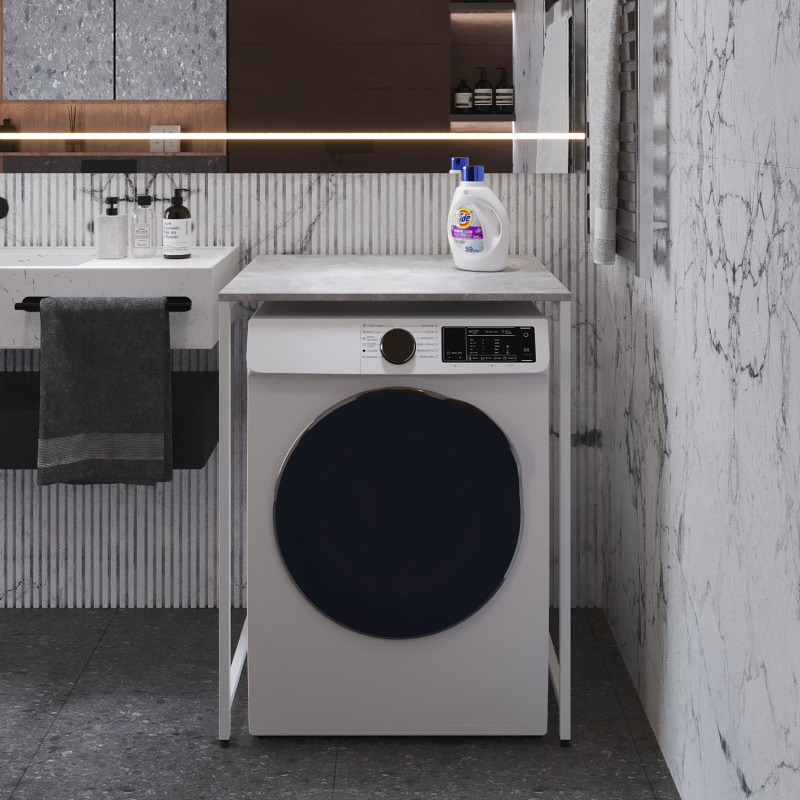 Стелаж-полиця Бафрум 401 Ferrum-decor для пральної машини 90x70,5x60,5 Білий метал ДСП Бетон 16 мм (FRD-107357)