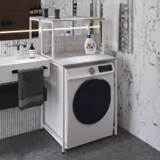 Стелаж-полиця Бафрум 402 Ferrum-decor для пральної машини 133,5x70,5x60,5 Білий метал ДСП Бетон 16 мм (FRD-107367)