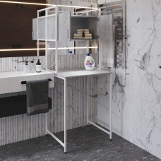 Стелаж-полиця Бафрум 404 Ferrum-decor для пральної машини 178x70,5x60,5 Білий метал ДСП Бетон 16 мм (FRD-107387)