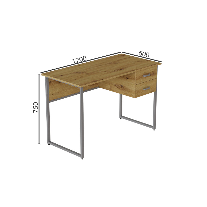 Комп'ютерний стіл Ferrum-decor Дакота 75x120x60 сірий ДСП Дуб Артизан 32 мм (FRD-107267)