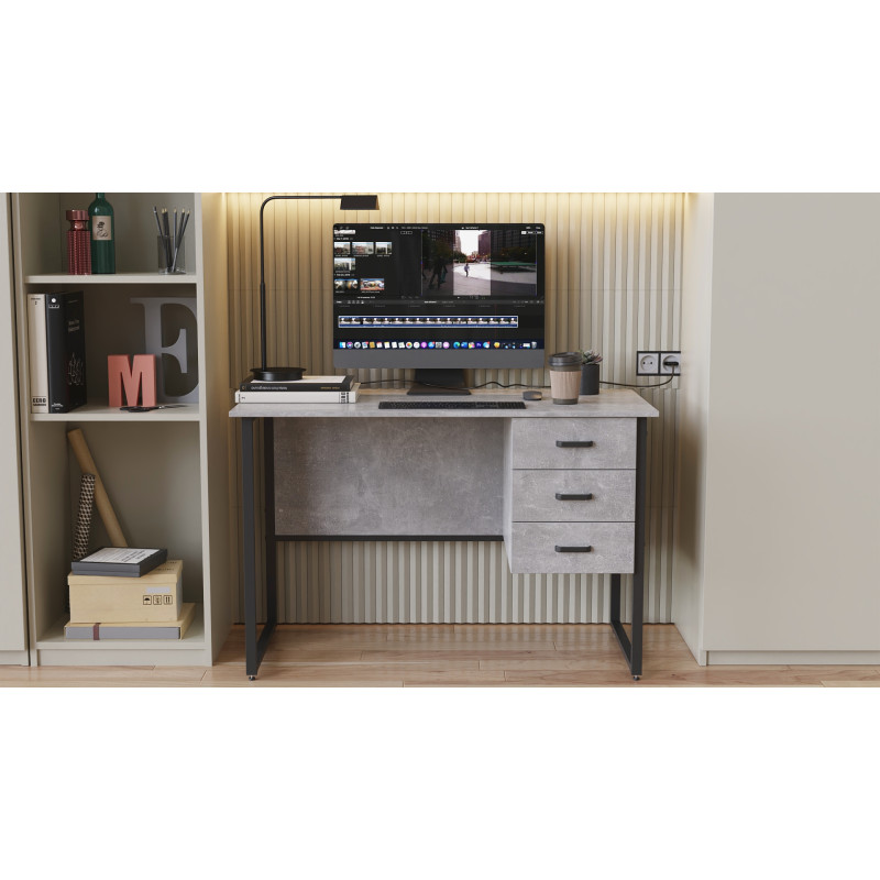 Комп'ютерний стіл Ferrum-decor Гаррі 75x140x70 чорний ДСП Бетон 16 мм (FRD-107307)