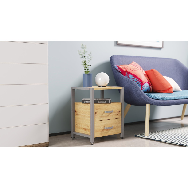 Тумба універсальна Ferrum-decor Вів'єн 2/2 50x41x40 сірий ДСП Дуб Артизан 16 мм (FRD-106867)