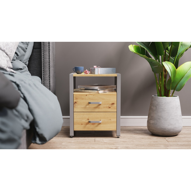 Тумба універсальна Ferrum-decor Вів'єн 2/2 50x41x40 сірий ДСП Дуб Артизан 16 мм (FRD-106867)