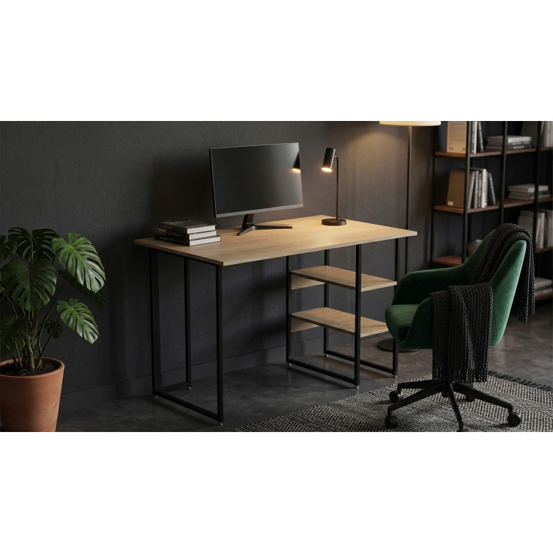 Стіл письмовий Кевин Ferrum-decor 75x120x70 Чорний метал ДСП Дуб Кремона Торро 16 мм (FRD-108177)