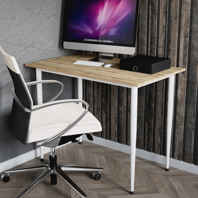 Універсальний стіл Prime Ferrum-decor 750x1000x600 Білий метал ДСП Дуб Евок Прибережний 16 мм (FRD-107687)