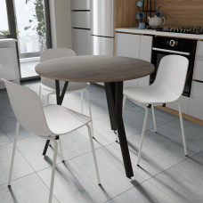 Круглий стіл MARSI 3 870-3 Ferrum-decor 750x870x870 Білий метал ДСП Дуб Кремона Канолло 16 мм (FRD-107517)