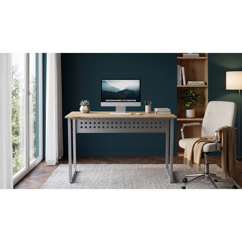 Стіл письмовий Майк Ferrum-decor 75x100x60 Сірий метал ДСП Дуб Евок Прибережний 16 мм (FRD-108227)
