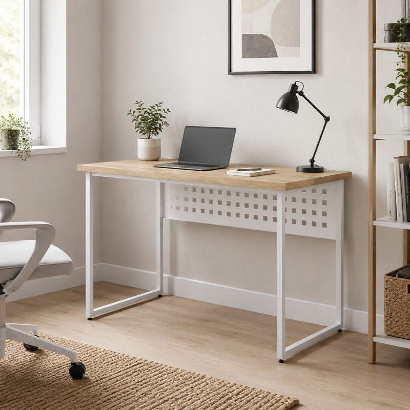 Стіл письмовий Майк Ferrum-decor 75x100x60 Білий метал ДСП Дуб Кремона Торро 32 мм (FRD-108337)