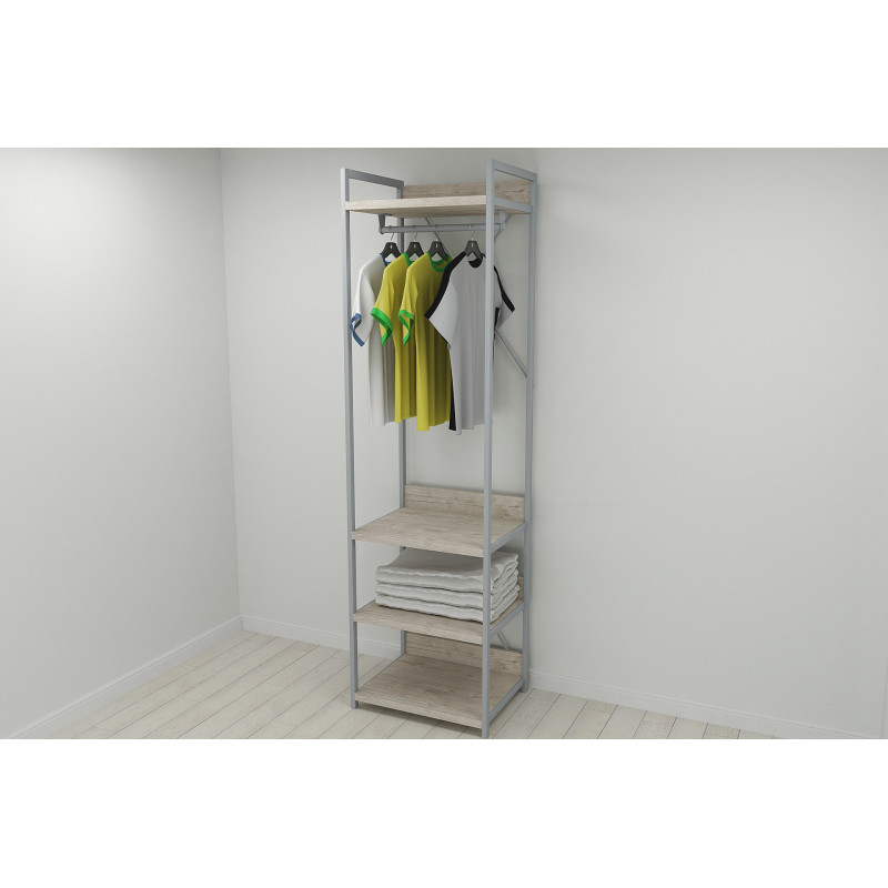 Шафа Гардероб Уні секція 3 серії Конект Ferrum-decor 220x60x50 см Сірий метал ДСП Дуб Сан-Марино 32 мм (FRD-106887)