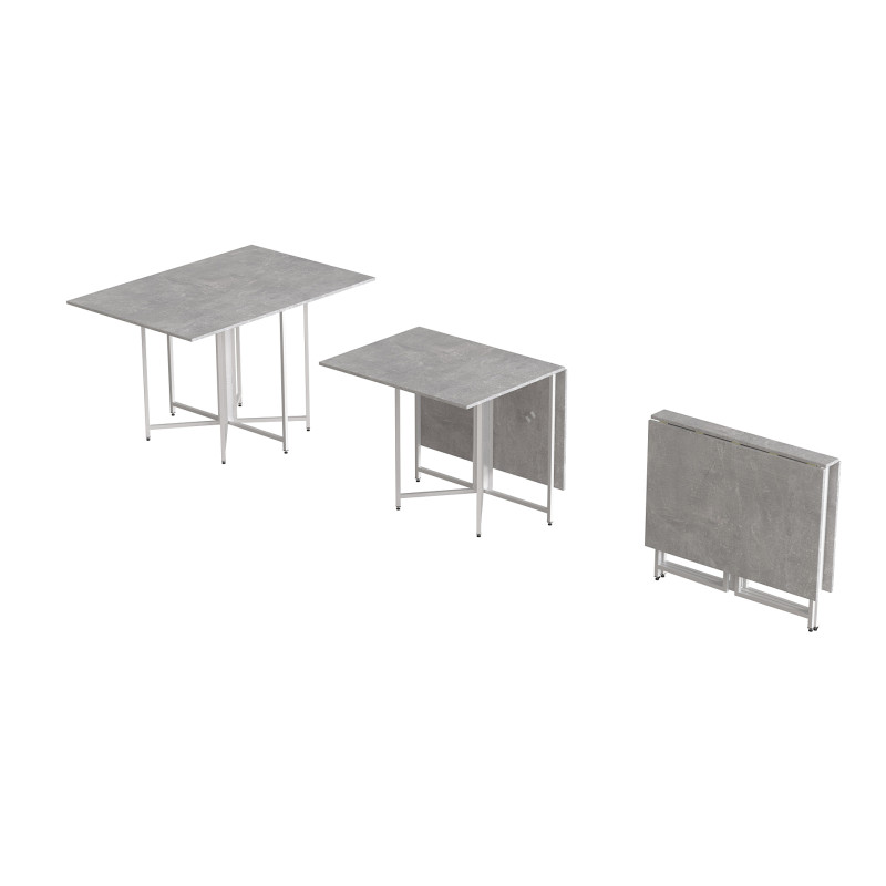 Розкладний стіл-трансформер книжка Моріс 3 Ferrum-decor 75x130x90 Білий метал ДСП Бетон 16 мм (FRD-107417)