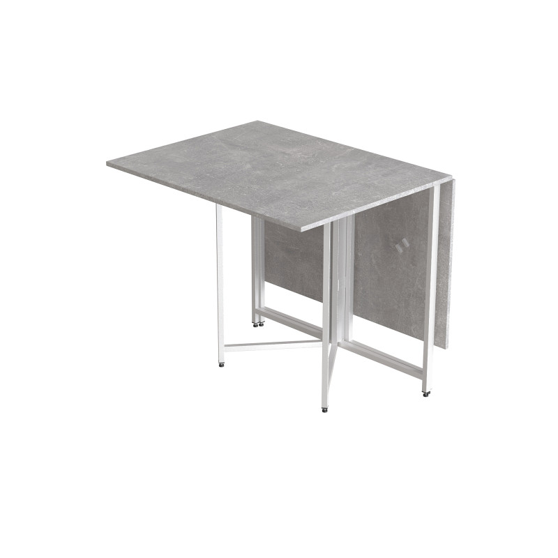 Розкладний стіл-трансформер книжка Моріс 3 Ferrum-decor 75x130x90 Білий метал ДСП Бетон 16 мм (FRD-107417)