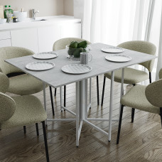 Розкладний стіл-трансформер книжка Моріс 3 Ferrum-decor 75x130x90 Білий метал ДСП Бетон 16 мм (FRD-107417)