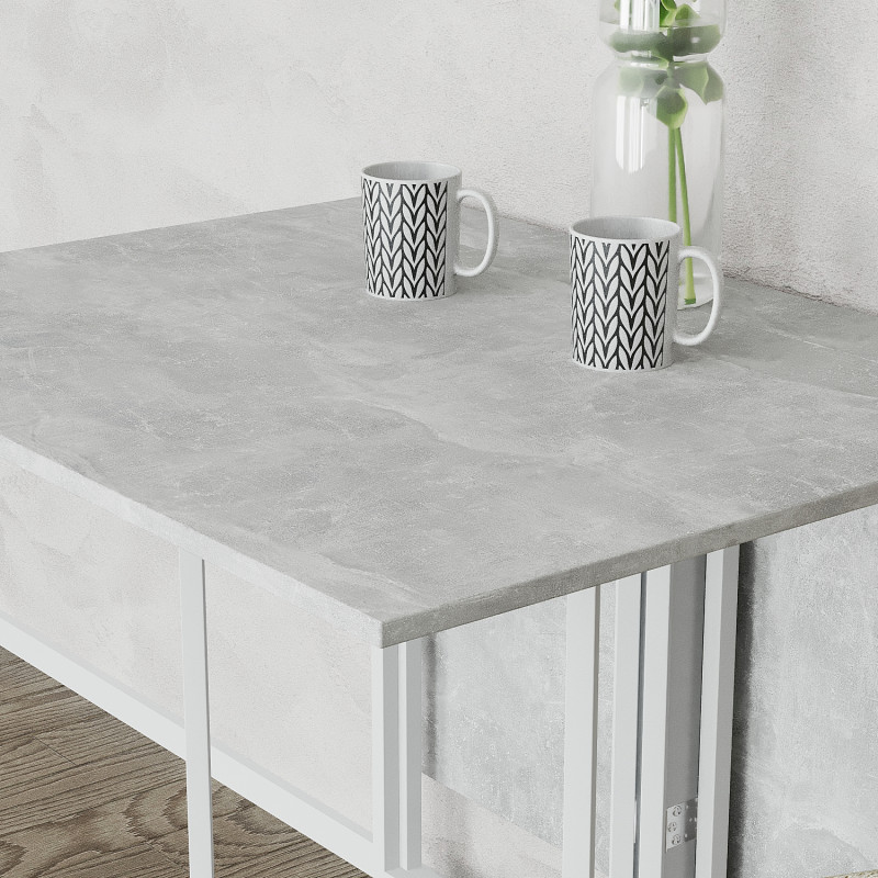 Розкладний стіл-трансформер книжка Моріс 3 Ferrum-decor 75x130x90 Білий метал ДСП Бетон 16 мм (FRD-107417)