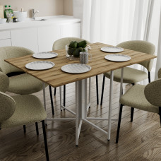 Розкладний стіл-трансформер книжка Моріс 3 Ferrum-decor 75x130x90 Білий метал ДСП Дуб Эвок Прибережний 16 мм (FRD-107507)