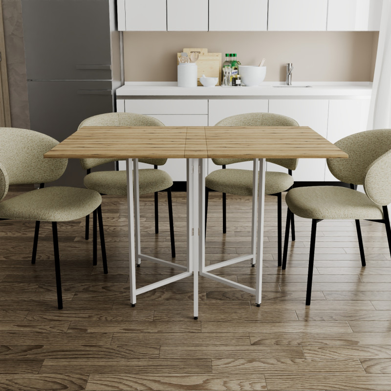 Розкладний стіл-трансформер книжка Моріс 3 Ferrum-decor 75x130x90 Білий метал ДСП Дуб Эвок Прибережний 16 мм (FRD-107507)