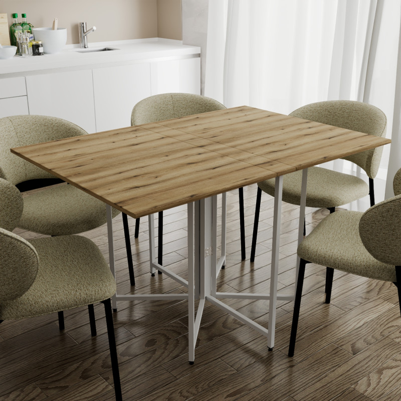Розкладний стіл-трансформер книжка Моріс 3 Ferrum-decor 75x130x90 Білий метал ДСП Дуб Эвок Прибережний 16 мм (FRD-107507)