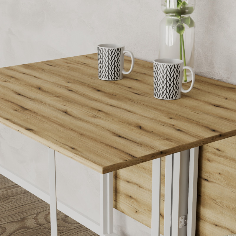 Розкладний стіл-трансформер книжка Моріс 3 Ferrum-decor 75x130x90 Білий метал ДСП Дуб Эвок Прибережний 16 мм (FRD-107507)
