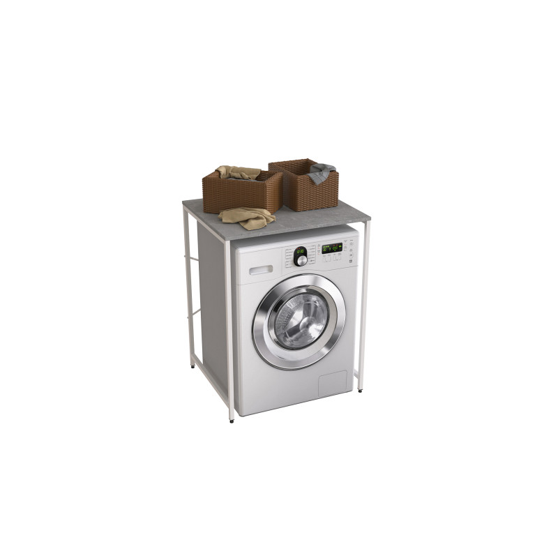Стелаж-полиця Бафрум 401 Ferrum-decor для пральної машини 90x70,5x60,5 Білий метал ДСП Бетон 16 мм (FRD-107357)