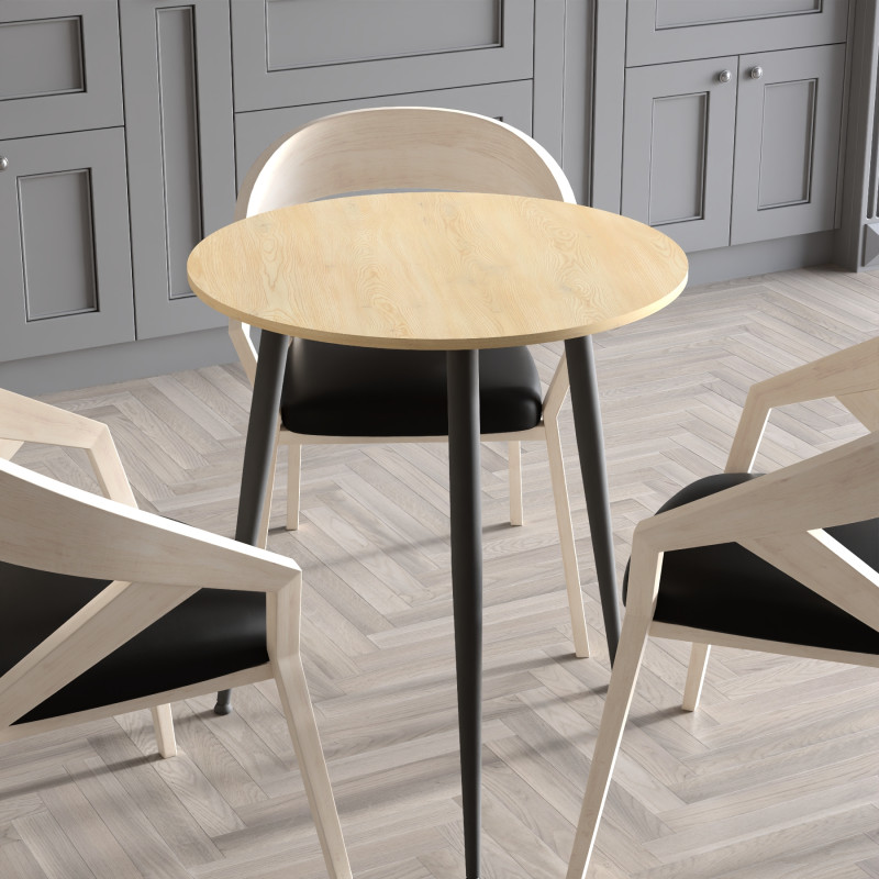 Круглий стіл OPTIMA 3 ніжки конусні Ferrum-decor 750x670x670 Чорний метал ДСП Дуб Кремона Торро 16 мм (FRD-107557)