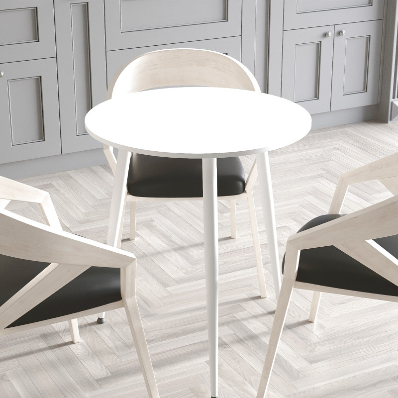 Круглий стіл OPTIMA 3 ніжки конусні Ferrum-decor 750x670x670 Білий метал ДСП Білий 16 мм (FRD-107447)