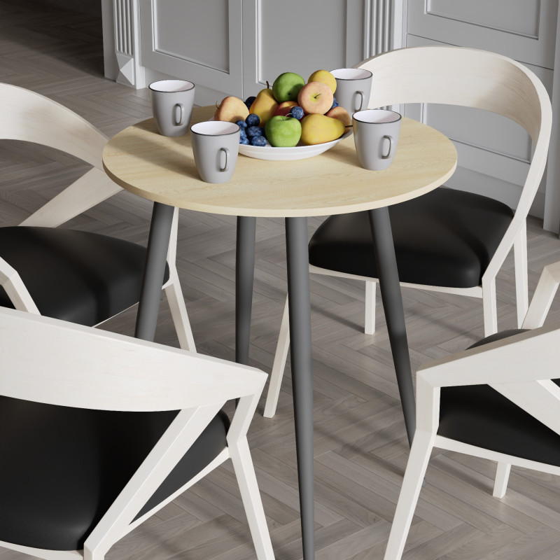 Круглий стіл OPTIMA 4 ніжки конусні Ferrum-decor 750x670x670 Чорний метал ДСП Дуб Кремона Торро 16 мм (FRD-107567)