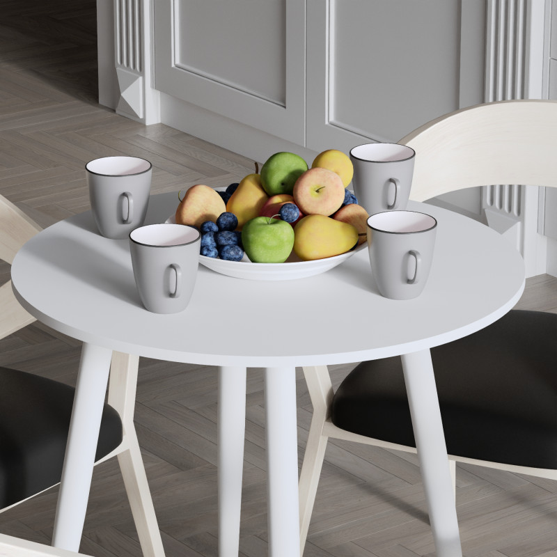 Круглий стіл OPTIMA 4 ніжки конусні Ferrum-decor 750x670x670 Білий метал ДСП Білий 16 мм (FRD-107457)