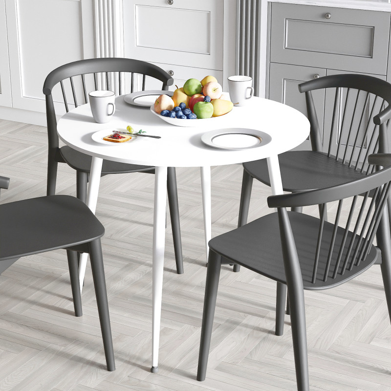Круглий стіл OPTIMA 5 ніжки конусні Ferrum-decor 750x900x900 Білий метал ДСП Білий 16 мм (FRD-107487)