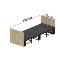 Ліжко трансформер ASCET 1 Ferrum-decor 650x2000x700 Чорний метал ДСП Дуб Сонома 16 мм (FRD-107327)