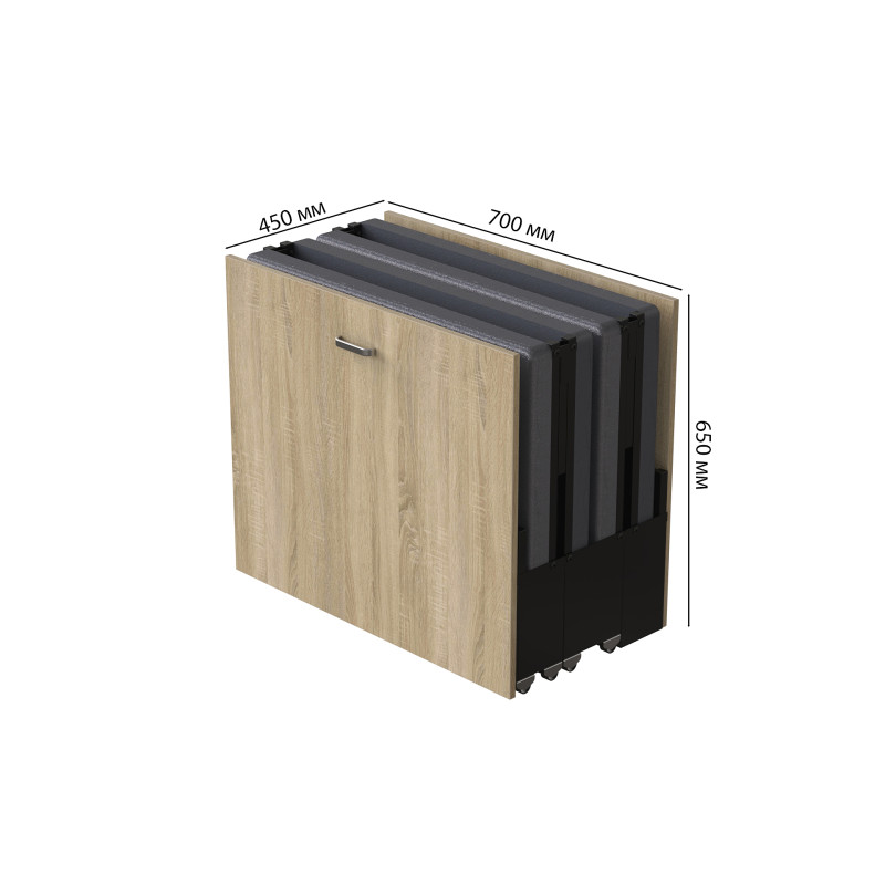 Ліжко трансформер ASCET 1 Ferrum-decor 650x2000x700 Чорний метал ДСП Дуб Сонома 16 мм (FRD-107327)