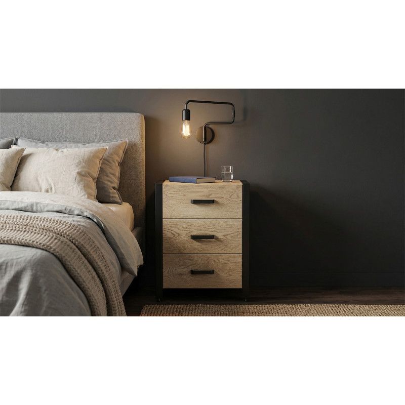 Тумба універсальна Ferrum-decor Вів'єн 3 50x41x40 чорний ДСП Дуб Кремона Торро 16 мм (FRD-107747)