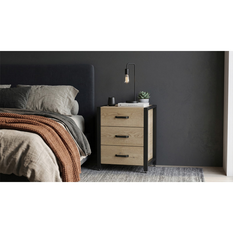 Тумба універсальна Ferrum-decor Вів'єн 3 50x41x40 чорний ДСП Дуб Кремона Торро 16 мм (FRD-107747)