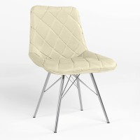 Обідній стілець Новий Стиль NICOLE 4LX CHROME (BOX-1) SQR ECO-07 (Світло-бежевий) (NWS-121658)