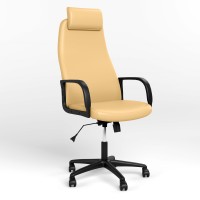 Крісло керівника поворотне з підголівником Новий Стиль DIPLOMAT KD HR TILT PL64 P ECO-01 (Бежевий) (NWS-125663)