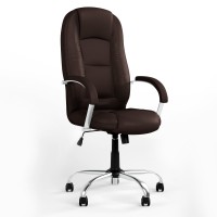 Крісло офісне поворотне Новий Стиль MODUS STEEL CHROME (COMFORT+TILT) P ECO-31 (Темно-коричневий) (NWS-126468)