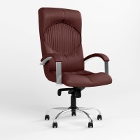 Кресло офисное поворотное Новый Стиль GERMES STEEL CHROME (COMFORT) ECO-28 (Бордовый) (NWS-126049)