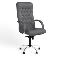 Крісло офісне поворотне Новий Стиль FIDEL STEEL CHROME (COMFORT) P LE-N (Сірий) (NWS-125946)