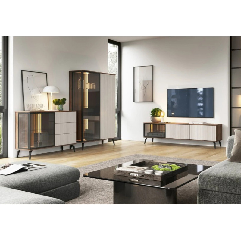 Комод з підсвіткою Perfect Home Vici K154 3D 154x80x39 Горіх/Кашемір (PFH-091276)