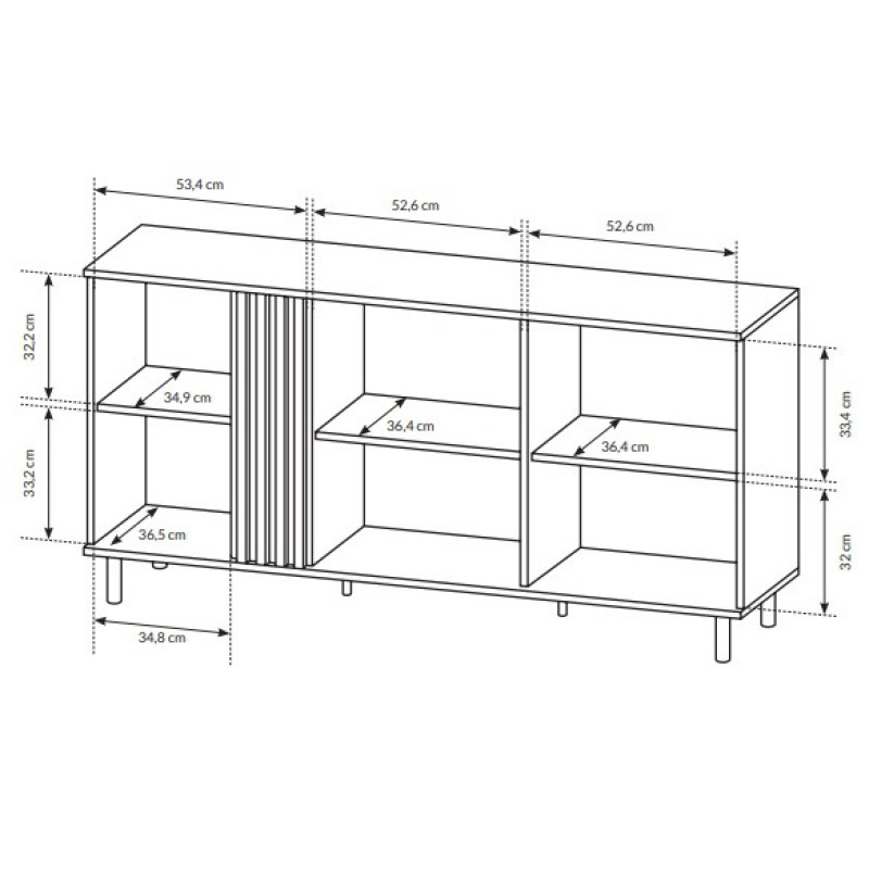 Комод з вітриною з телескопічними напрямними Perfect Home Kadis 3D2W/165 165,1x82,2x40 Дуб артизан/Антрацит (PFH-091171)