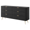 Комод з телескопічними напрямними Perfect Home Lante 6S/163 163,2x81,2x38 Чорний (золоті ніжки) (PFH-091190)